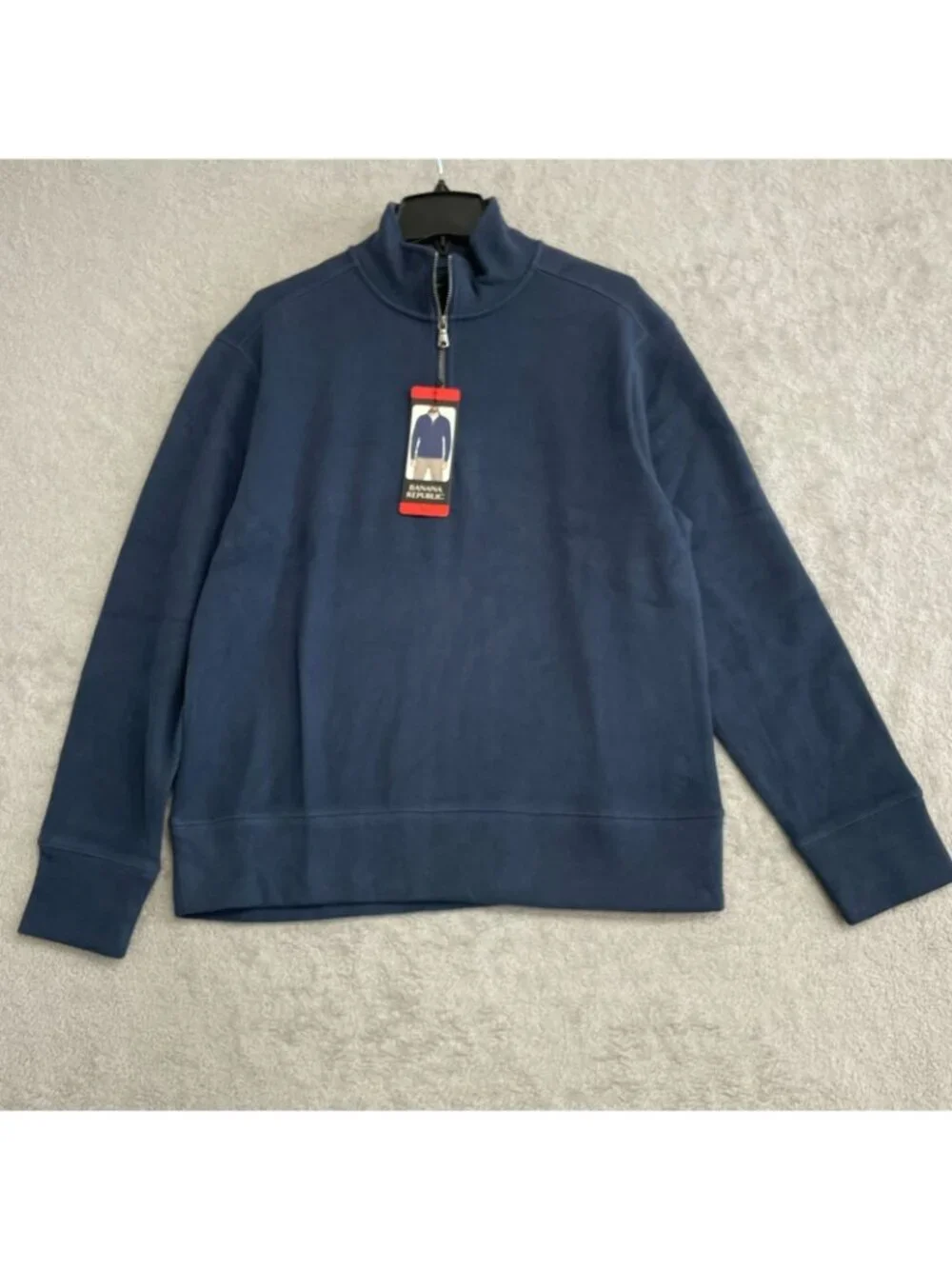 Banana Republic Men's M Navy Half-Zip Pullover Sweatshirt Cotton-Blend N1476